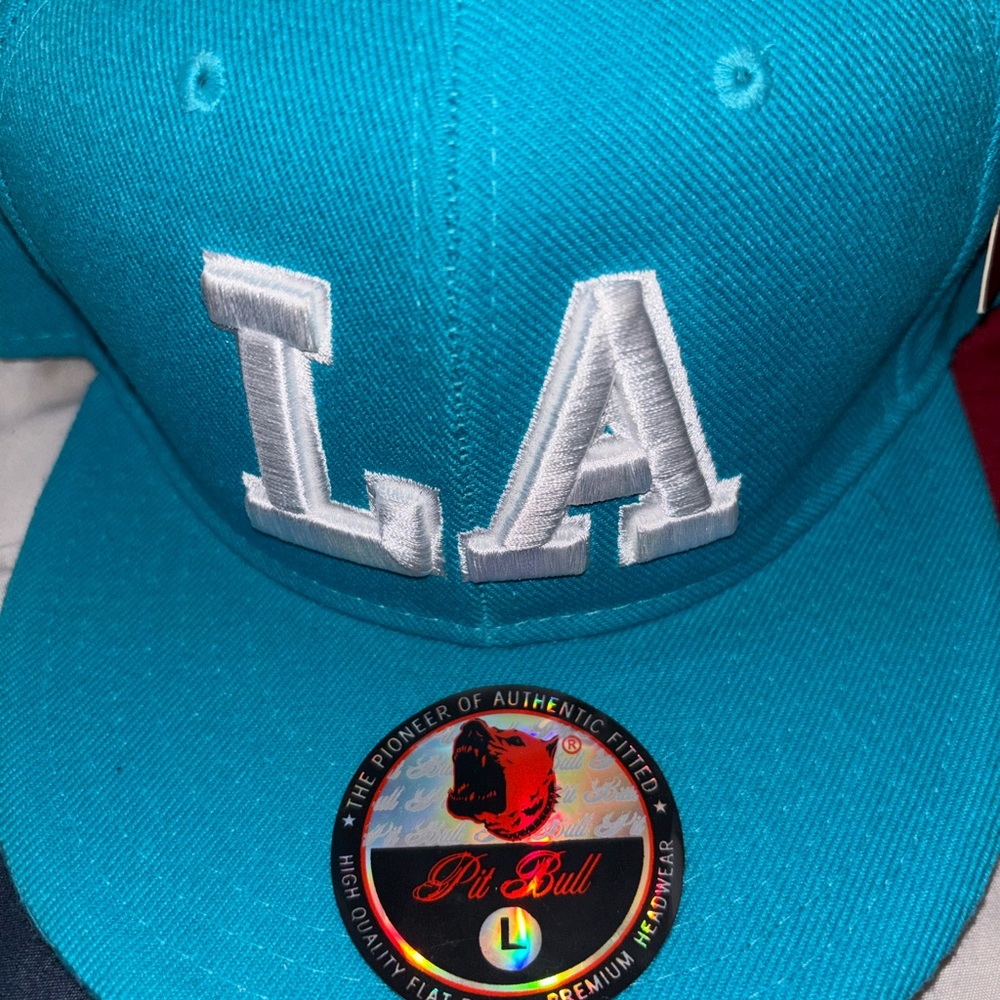 LA Embroidered Teal Baseball Cap